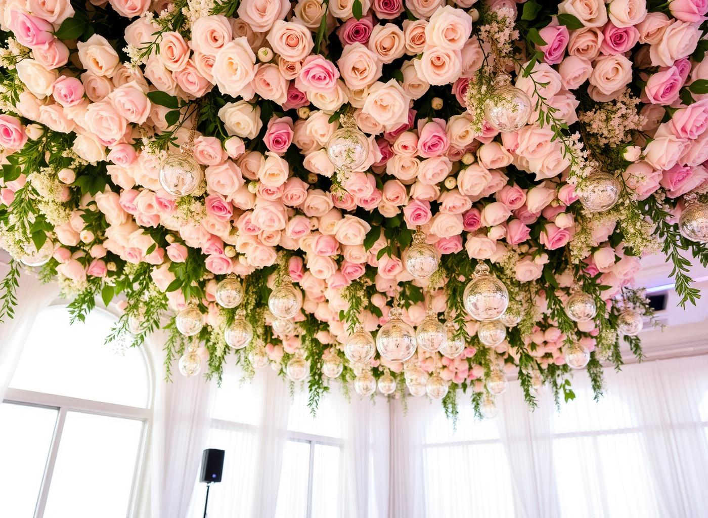 Suspended ceiling installation of garden roses